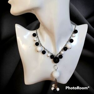 3/$20 Monochrome Beaded Bauble Chain Sautoir Lavalier Necklace